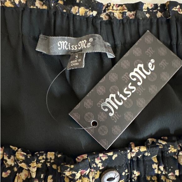 Miss Me Off The Shoulder Women's Floral Black Tan 1/2 Sheer Sleeve Dress Size S - Picture 11 of 14